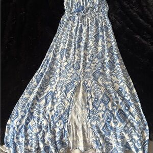 Jessica Simpson Strapless Blue and White Dress